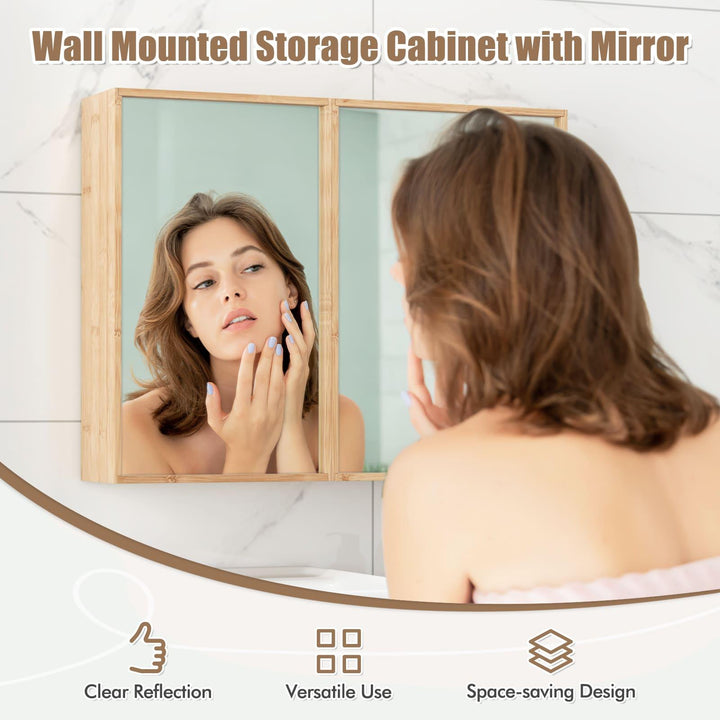 Bathroom Wall Cabinet With Two Mirror Doors