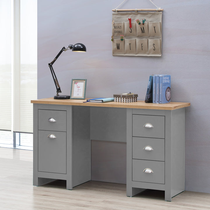 Study Home Office Desk with Four Roomy Drawers and a Filing Drawer