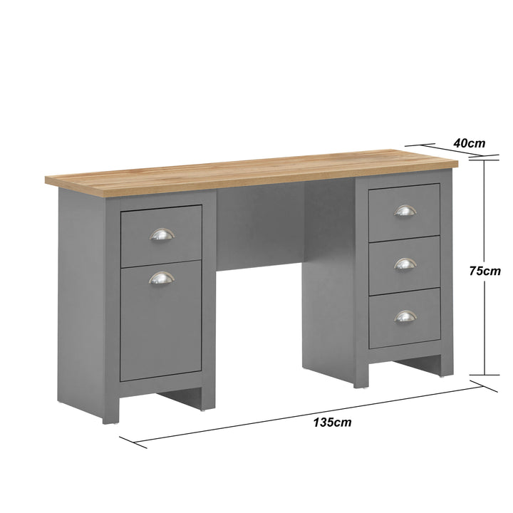 Study Home Office Desk with Four Roomy Drawers and a Filing Drawer