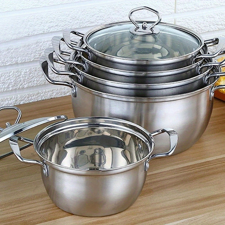 5 Piece Stainless Steel Induction-Safe Pots with Glass Lids