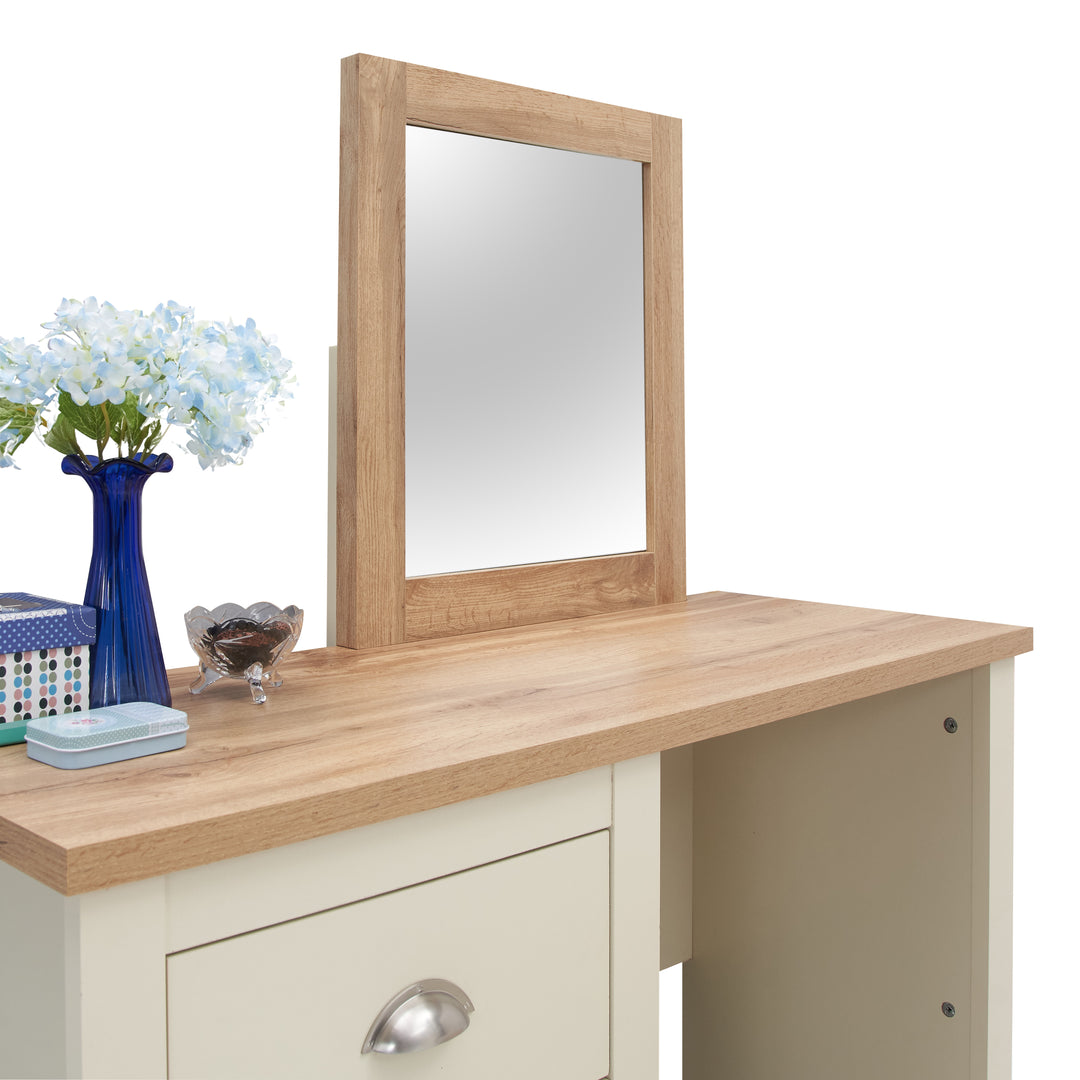 Three Drawer Vanity Dressing Table with Mirror and Stool