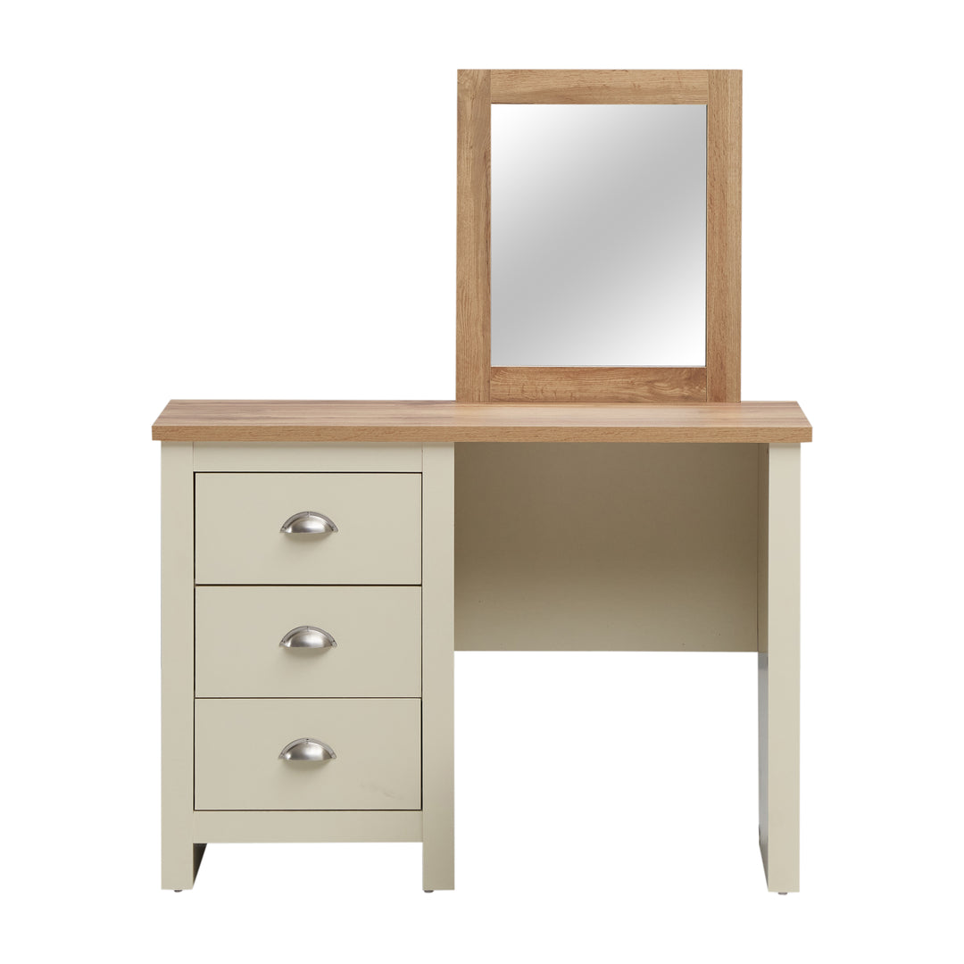 Three Drawer Vanity Dressing Table with Mirror and Stool
