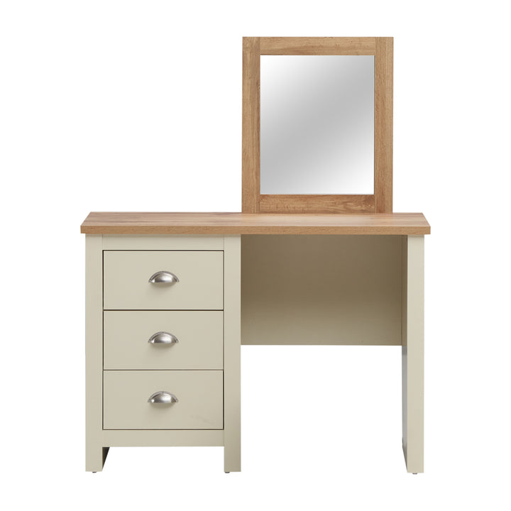 Three Drawer Vanity Dressing Table with Mirror and Stool