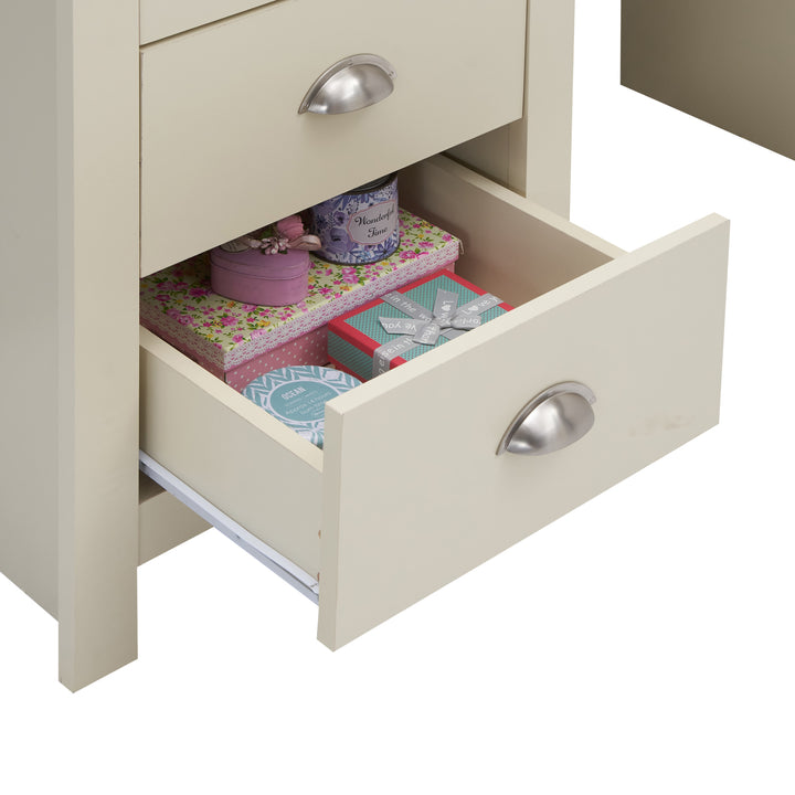 Three Drawer Vanity Dressing Table with Mirror and Stool