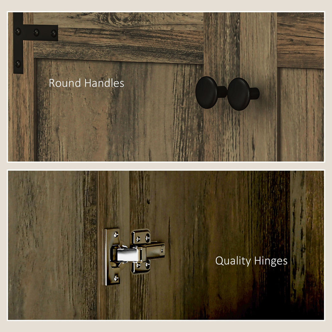 Grey Wood Effect Farmhouse Storage Cabinet with Adjustable Shelves
